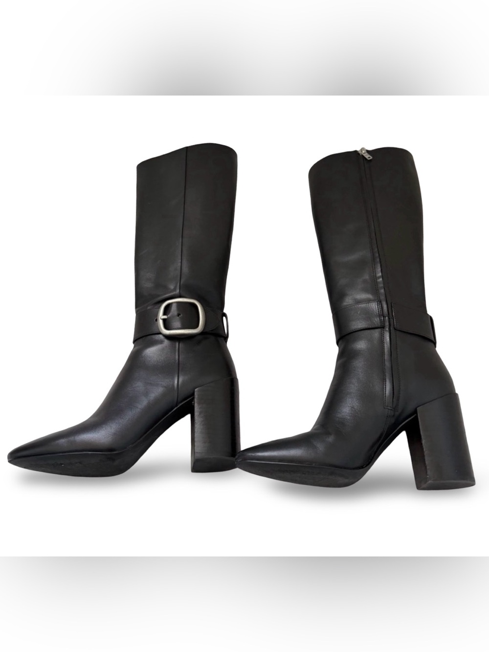 Coach Soho Buckle Leather Knee High Boots Evelyn Buckle Boots Black | G4435 - Picture 9 of 16